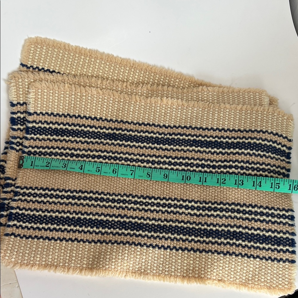 Set of 4 Vintage Scandinavian Rustic Striped Woven Placemats - Picture 6 of 6